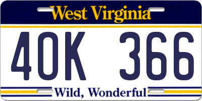 WV license plate 4OK366
