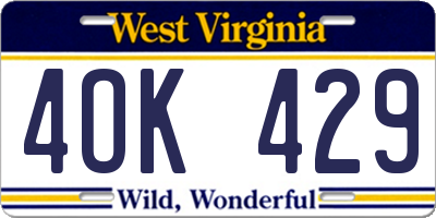 WV license plate 4OK429