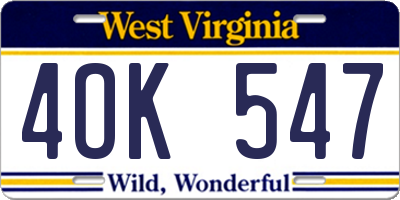 WV license plate 4OK547