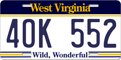WV license plate 4OK552