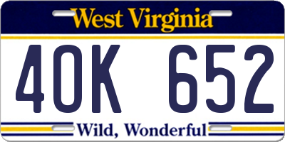 WV license plate 4OK652