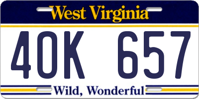 WV license plate 4OK657