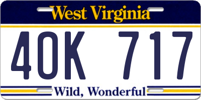 WV license plate 4OK717