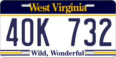 WV license plate 4OK732