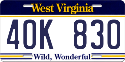 WV license plate 4OK830