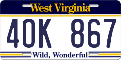 WV license plate 4OK867