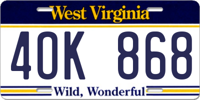 WV license plate 4OK868