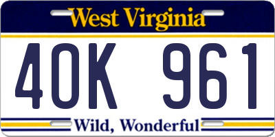 WV license plate 4OK961