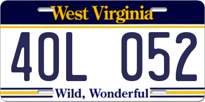 WV license plate 4OL052