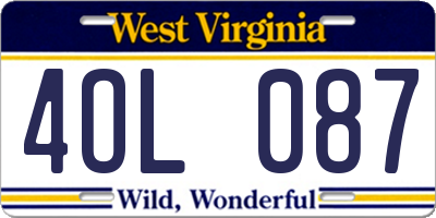 WV license plate 4OL087