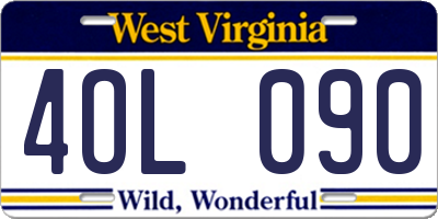 WV license plate 4OL090