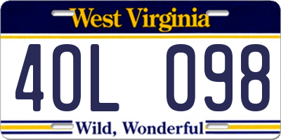 WV license plate 4OL098