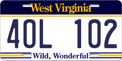 WV license plate 4OL102