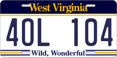 WV license plate 4OL104