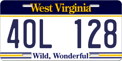WV license plate 4OL128