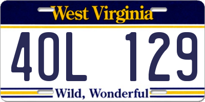 WV license plate 4OL129