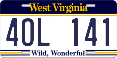 WV license plate 4OL141
