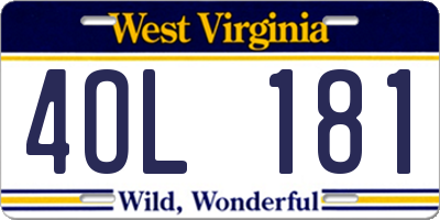 WV license plate 4OL181
