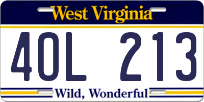 WV license plate 4OL213