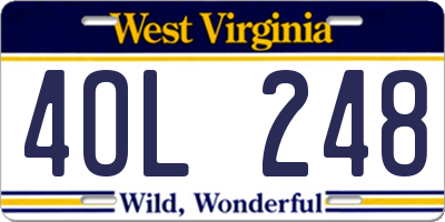 WV license plate 4OL248