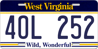 WV license plate 4OL252