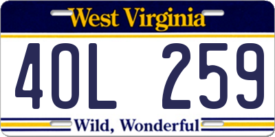 WV license plate 4OL259
