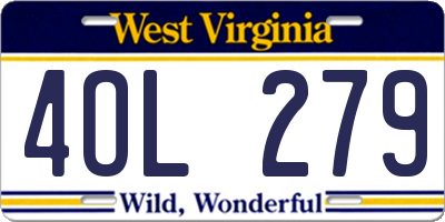 WV license plate 4OL279