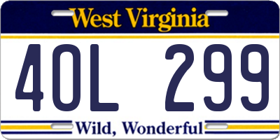 WV license plate 4OL299