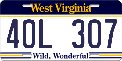 WV license plate 4OL307