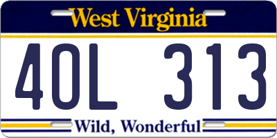 WV license plate 4OL313