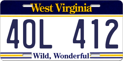 WV license plate 4OL412
