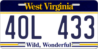 WV license plate 4OL433