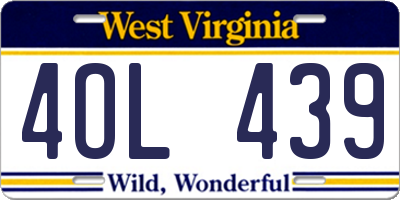WV license plate 4OL439