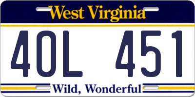 WV license plate 4OL451