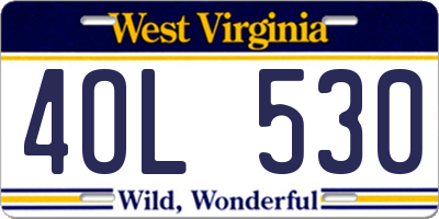 WV license plate 4OL530