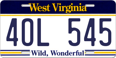 WV license plate 4OL545
