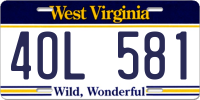 WV license plate 4OL581