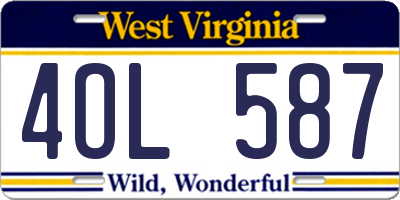 WV license plate 4OL587
