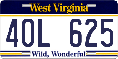 WV license plate 4OL625
