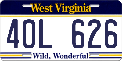 WV license plate 4OL626