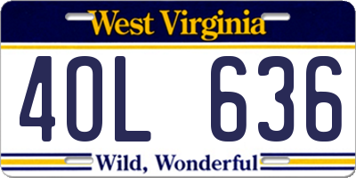 WV license plate 4OL636
