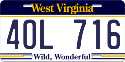 WV license plate 4OL716