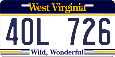 WV license plate 4OL726
