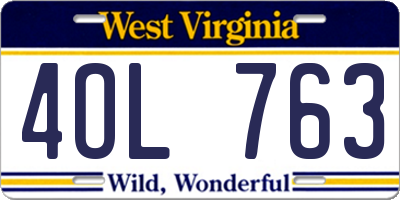 WV license plate 4OL763