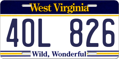 WV license plate 4OL826