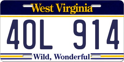 WV license plate 4OL914