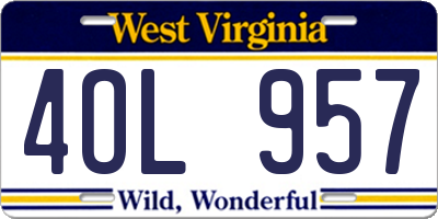 WV license plate 4OL957