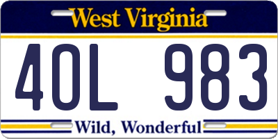 WV license plate 4OL983