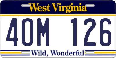 WV license plate 4OM126