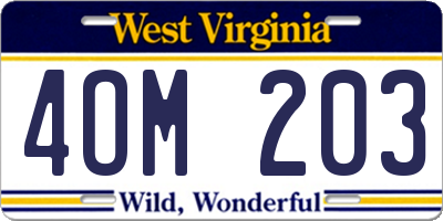 WV license plate 4OM203